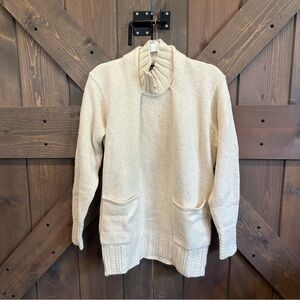 Vintage Cream Knit Sweater with Pockets